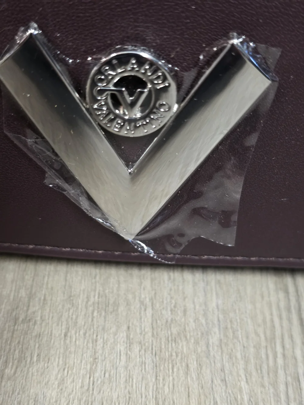 Valentino Orlandi Deep Plum Shoulder Bag with V Emblem